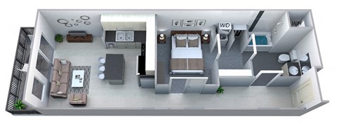 Floor plan for 1 bed, 1 bath, 787 sqft